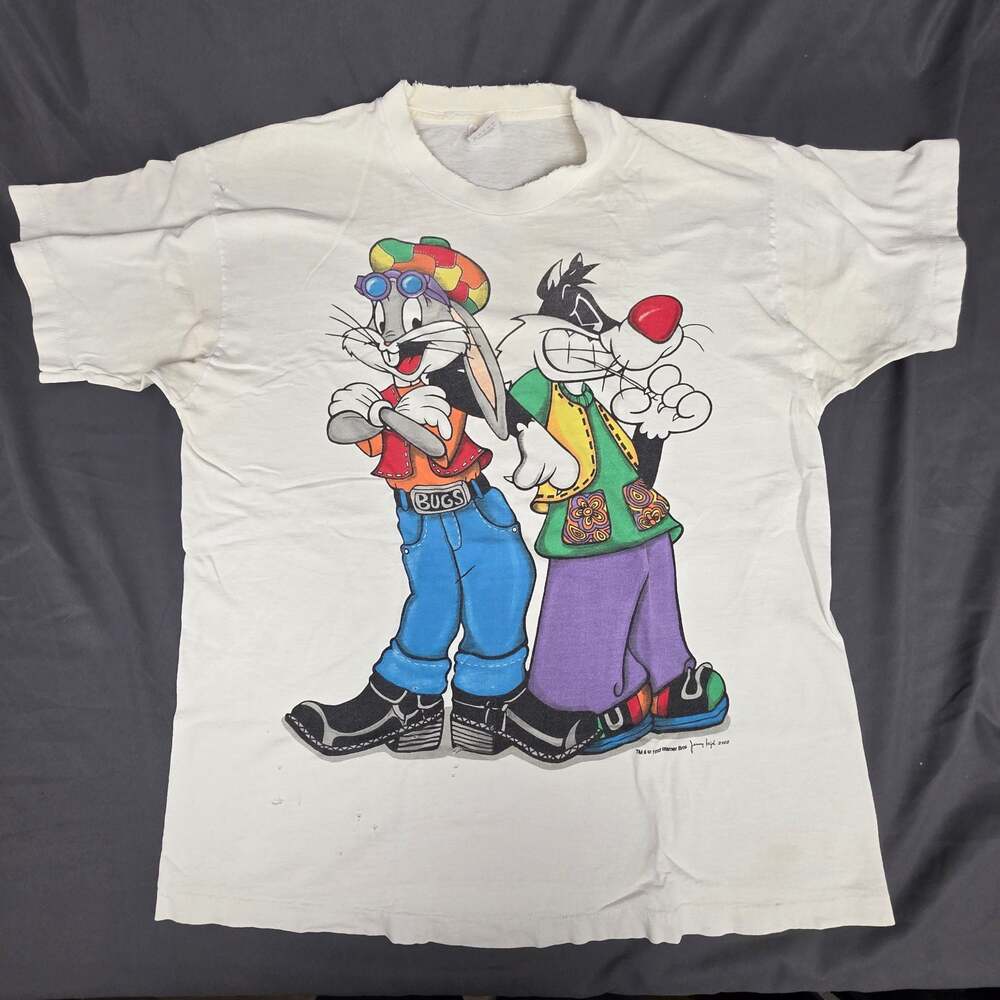 Vintage 1993 Looney Tunes Bugs Bunny and Sylvester Single Stitch Graphic T-Shirt
